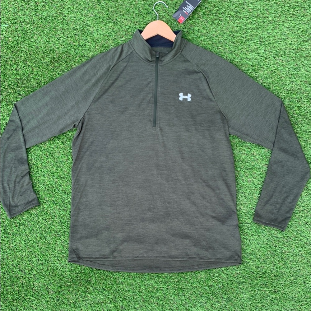 Under Armour Half Zip Army Green Pullover Men Large